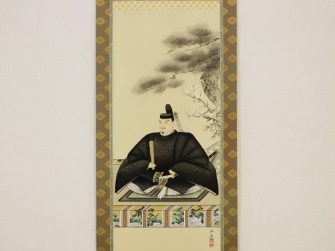天神様　掛軸　尺八
