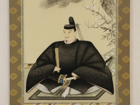 天神様　掛軸　尺八