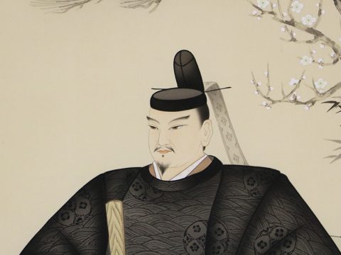 天神様　掛軸　尺八