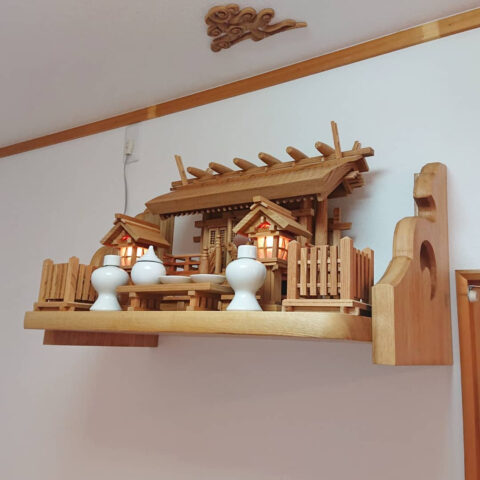 欅　彫屋根三社神棚セット