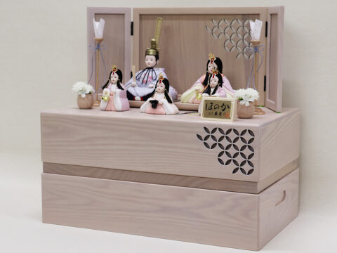 【久月】コンパクト収納箱五人飾り　木目込み五人揃飾り　『彩葉雛』　ほのかシリーズ