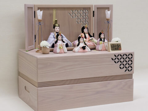 【久月】コンパクト収納箱五人飾り　木目込み五人揃飾り　『彩葉雛』　ほのかシリーズ