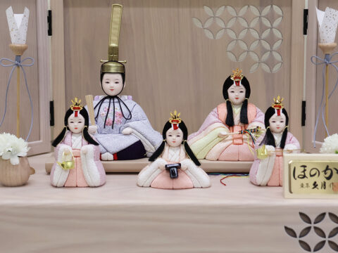 【久月】コンパクト収納箱五人飾り　木目込み五人揃飾り　『彩葉雛』　ほのかシリーズ