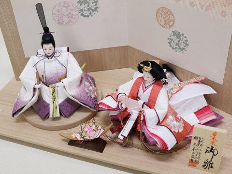 【東玉】雛人形　衣裳着親王平台飾り　『凛桜』草木染め　親王飾り