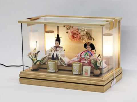 東玉　雛人形　彩花木目　パノラマケース　親王着付ケース飾り