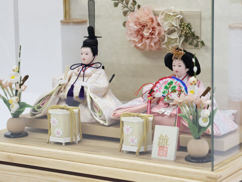 東玉　雛人形　彩花木目　パノラマケース　親王着付ケース飾り