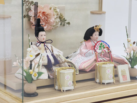 東玉　雛人形　彩花木目　パノラマケース　親王着付ケース飾り
